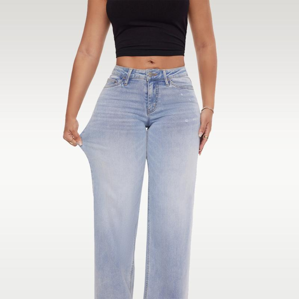 Lounge™ Mid-Low Rise Stretch Wide-Leg Baggy Jeans - Lounge