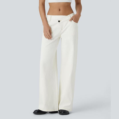Lounge Flex PerfectFit™ Asymmetric Baggy Wide-Leg Jeans - Lounge