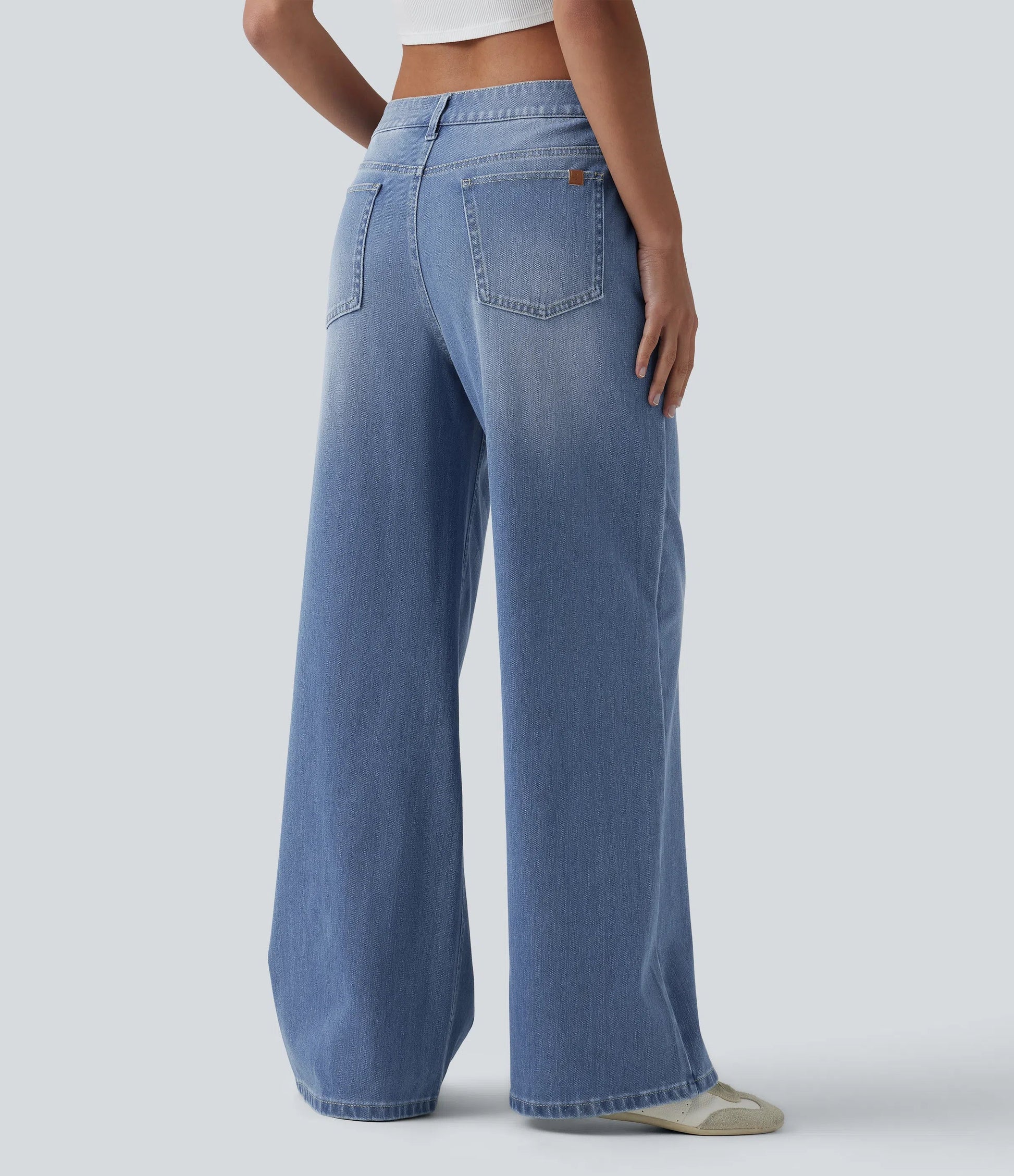 Lounge Flex™ Mid Rise Washed Baggy Wide Leg Casual Jeans with Pockets - Lounge