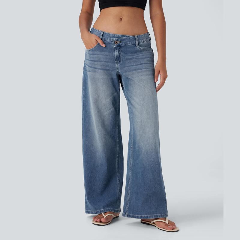 Lounge Flex PerfectFit™ Asymmetric Baggy Wide-Leg Jeans - Lounge