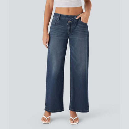 Lounge Flex PerfectFit™ Asymmetric Baggy Wide-Leg Jeans - Lounge