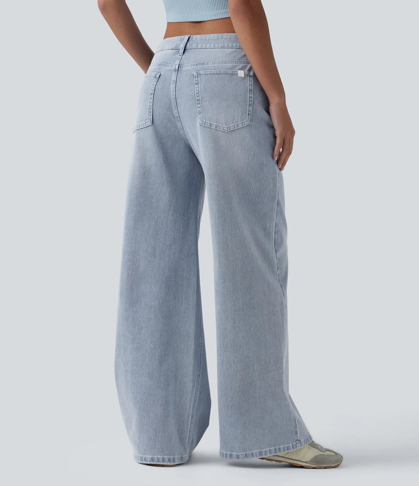 Lounge Flex™ Mid Rise Washed Baggy Wide Leg Casual Jeans with Pockets - Lounge